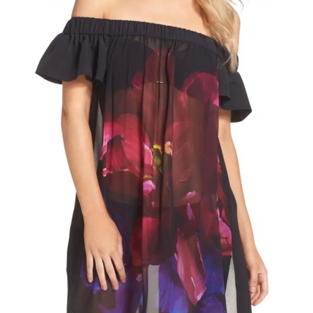 Ted Baker Black Floral Off-Shoulder coverup
